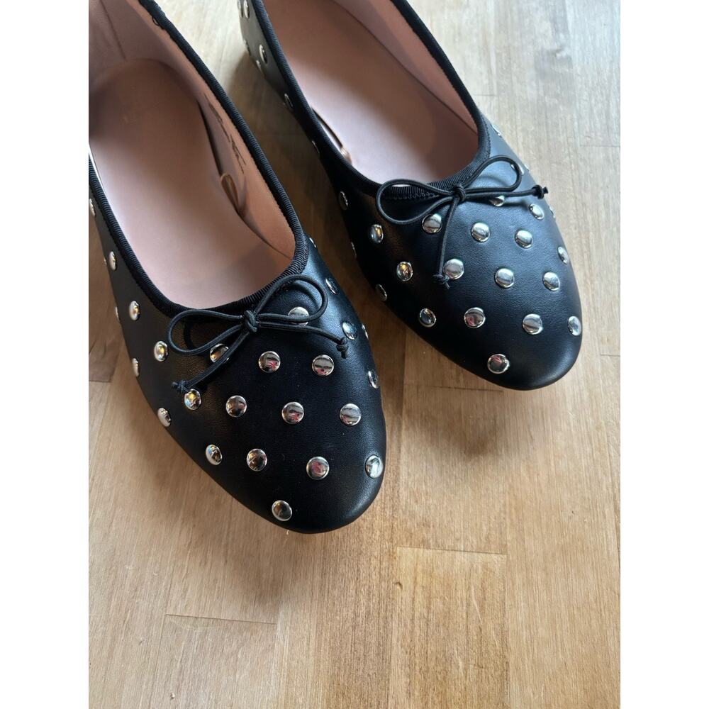 Black Studded Bow Statement Ballet Flat Memory Foam Size 9 NWOT Time And Tru - Picture 6 of 9